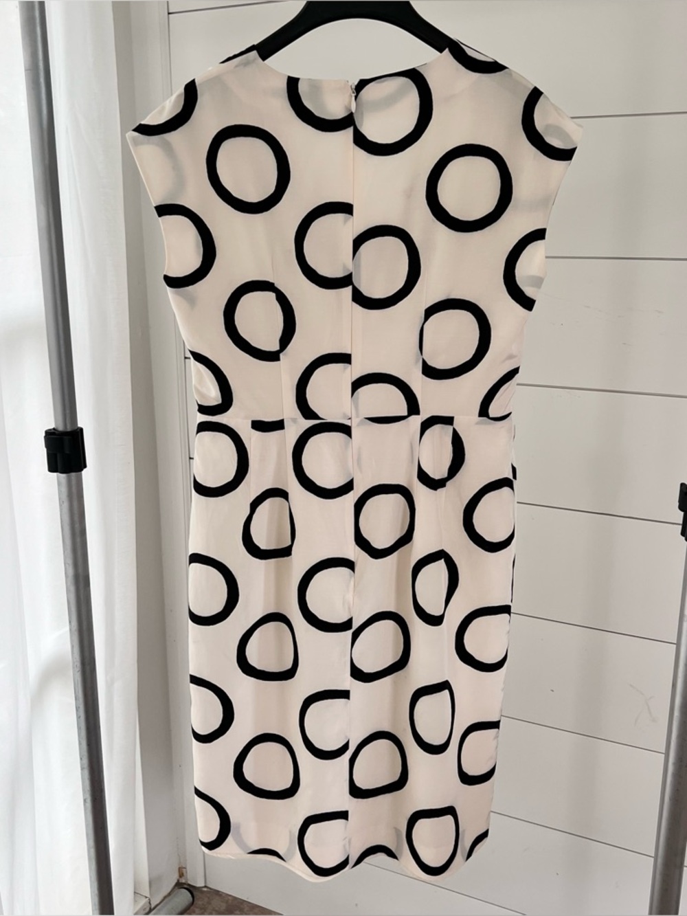 Ivory Midi Dress with Black Circular Print - Picture 2 of 10